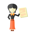 Cartoon woman holding document